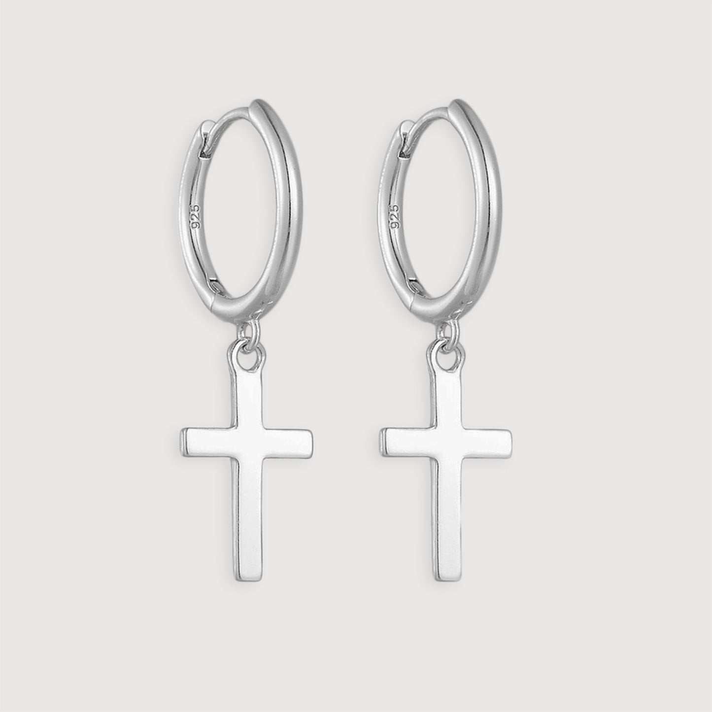 Cross Drop Hoop Earrings
