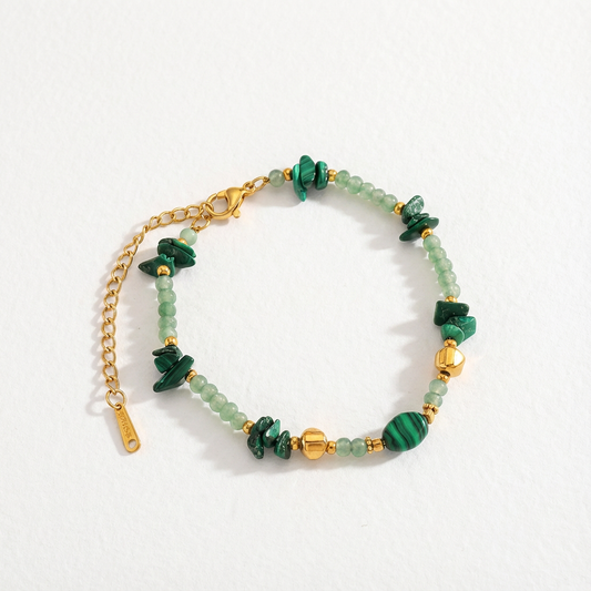 The Verdant Rhythm · Malachite & Crystal Beaded Bracelet