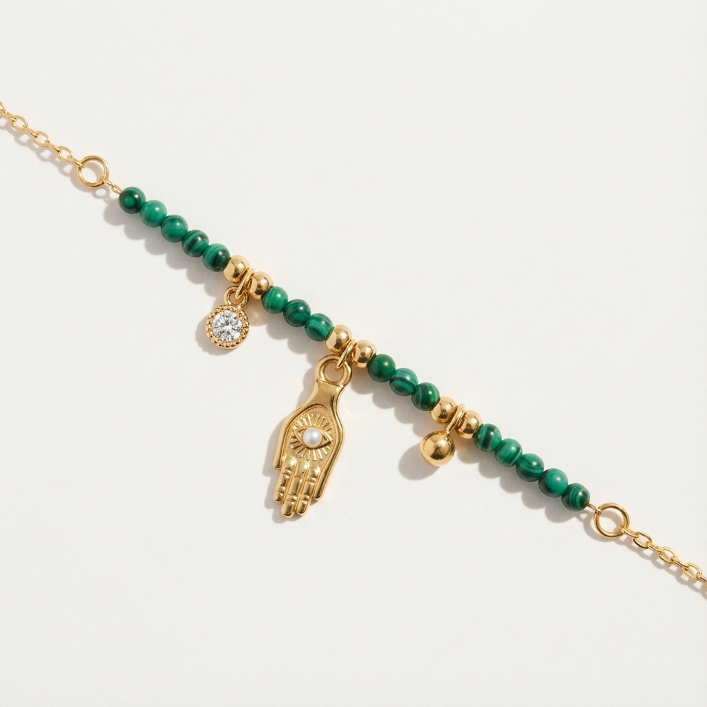 The Guardian Pulse · Malachite Beaded Bracelet