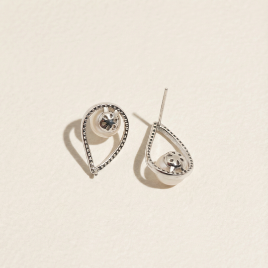 Pearl Drop Zircon Stud Earrings