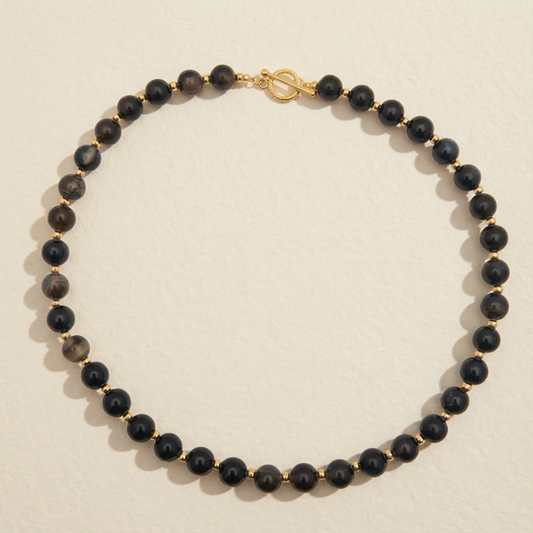 The Midnight Anchor · Black Agate Toggle Necklace