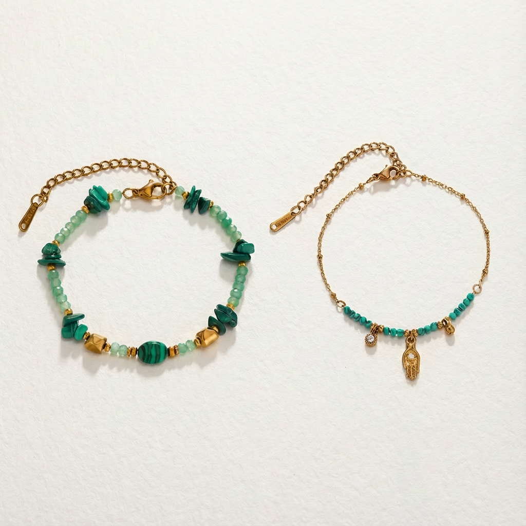 The Guardian Pulse · Malachite Beaded Bracelet