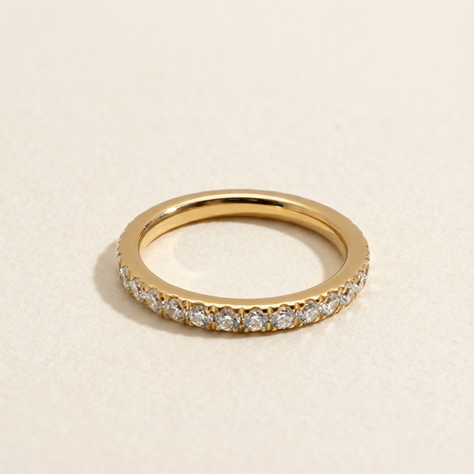 Zircon Slim Band Ring 18K Gold Plated