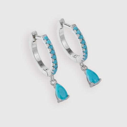 Turquoise Drop Huggie Earrings