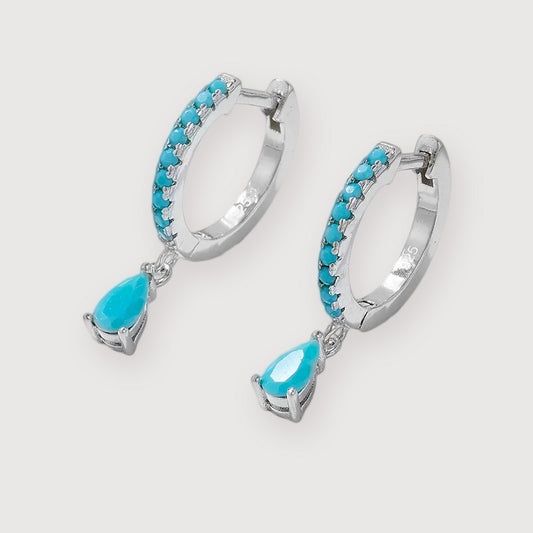 Turquoise Drop Huggie Earrings