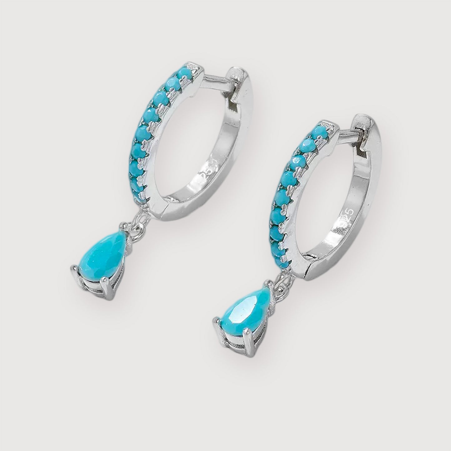 Turquoise Drop Huggie Earrings