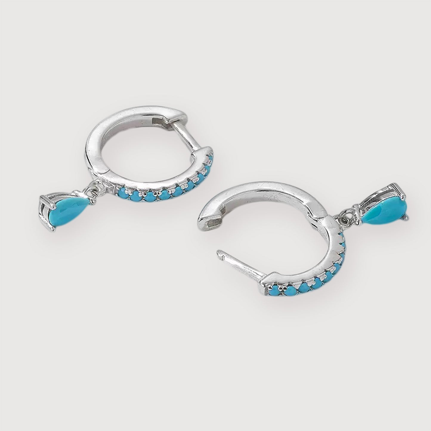 Turquoise Drop Huggie Earrings