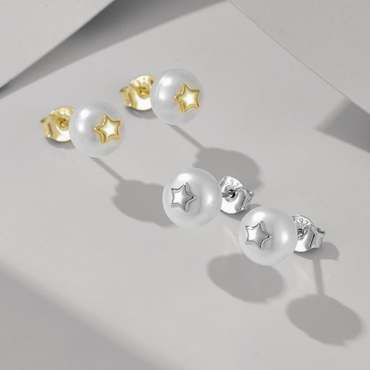 Star Kiss Pearl Stud Earrings