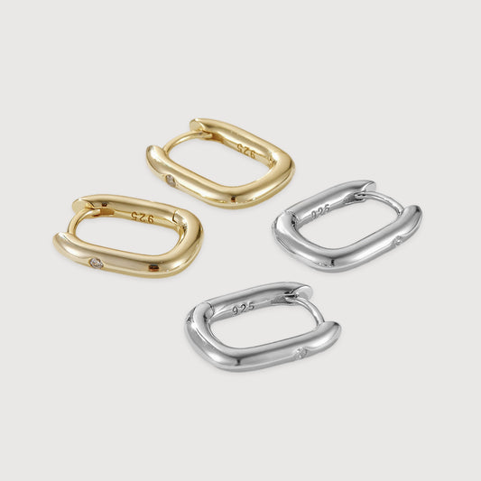 Oval U-Hoop Earrings