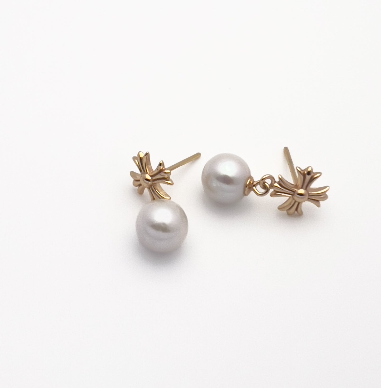 Cross Pearl Drop Earrings