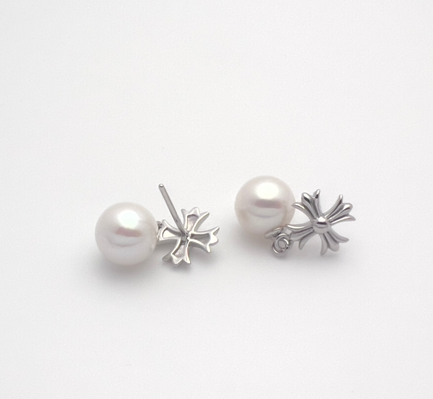 Cross Pearl Drop Earrings
