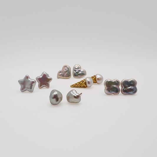 Baroque & Keshi Pearl Stud Earrings