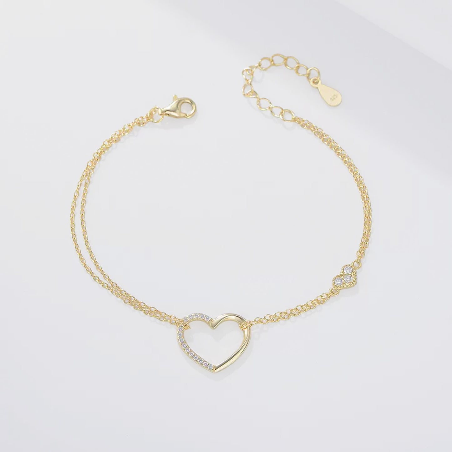 Micro Pave Heart Double-Layer Bracelet