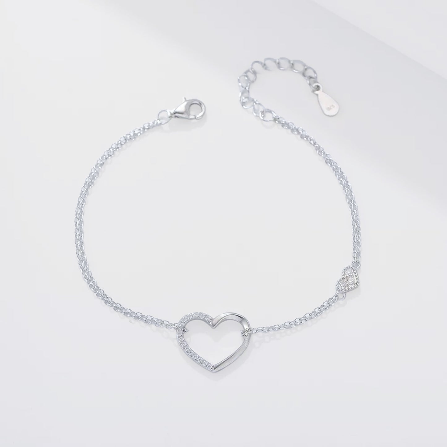 Micro Pave Heart Double-Layer Bracelet