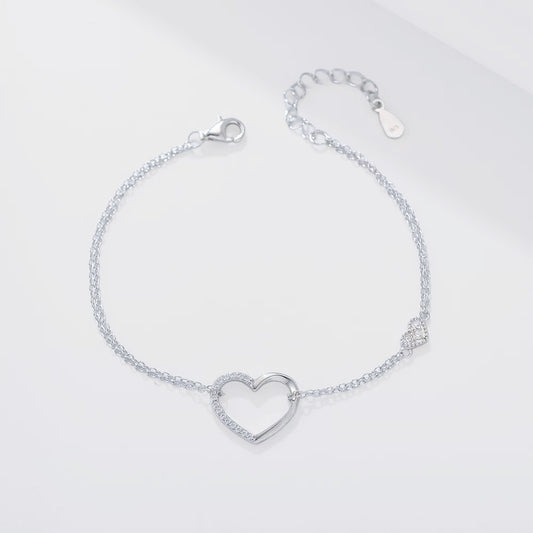 Micro Pave Heart Double-Layer Bracelet