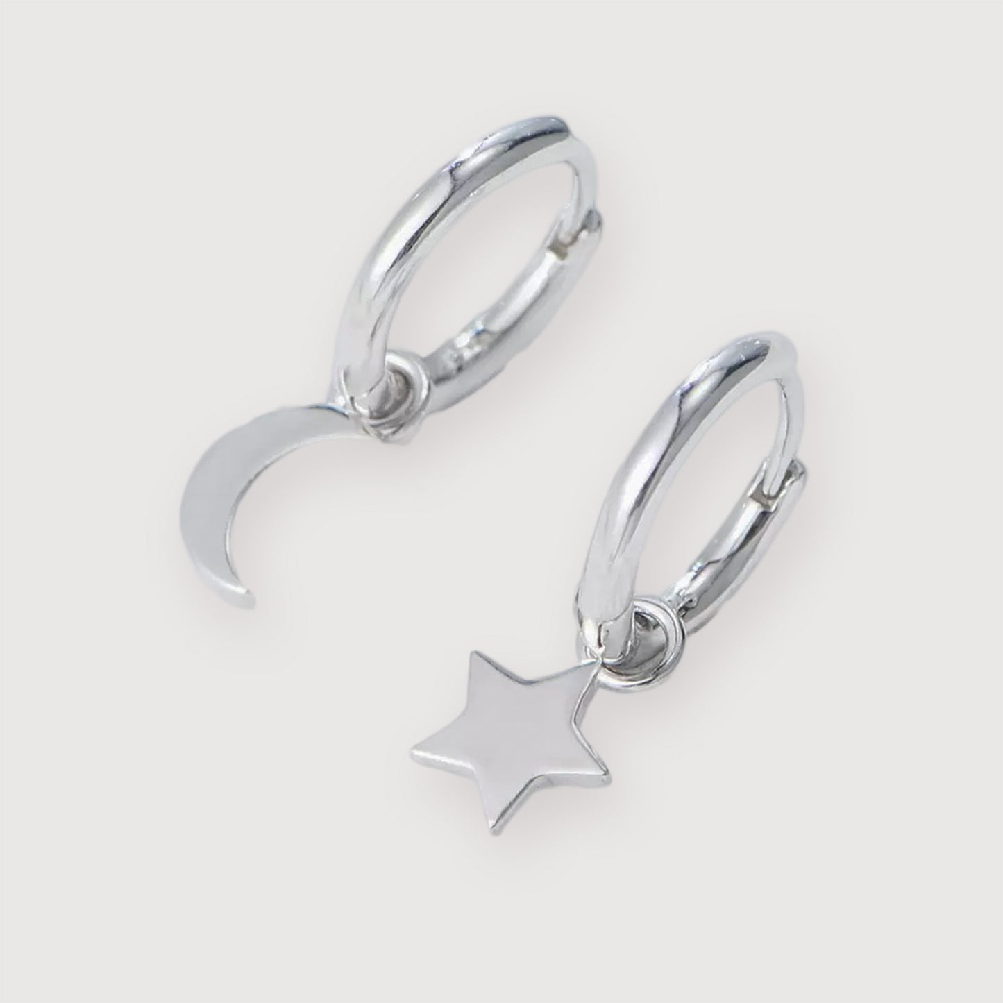 Moon & Star Charm Huggie Earrings