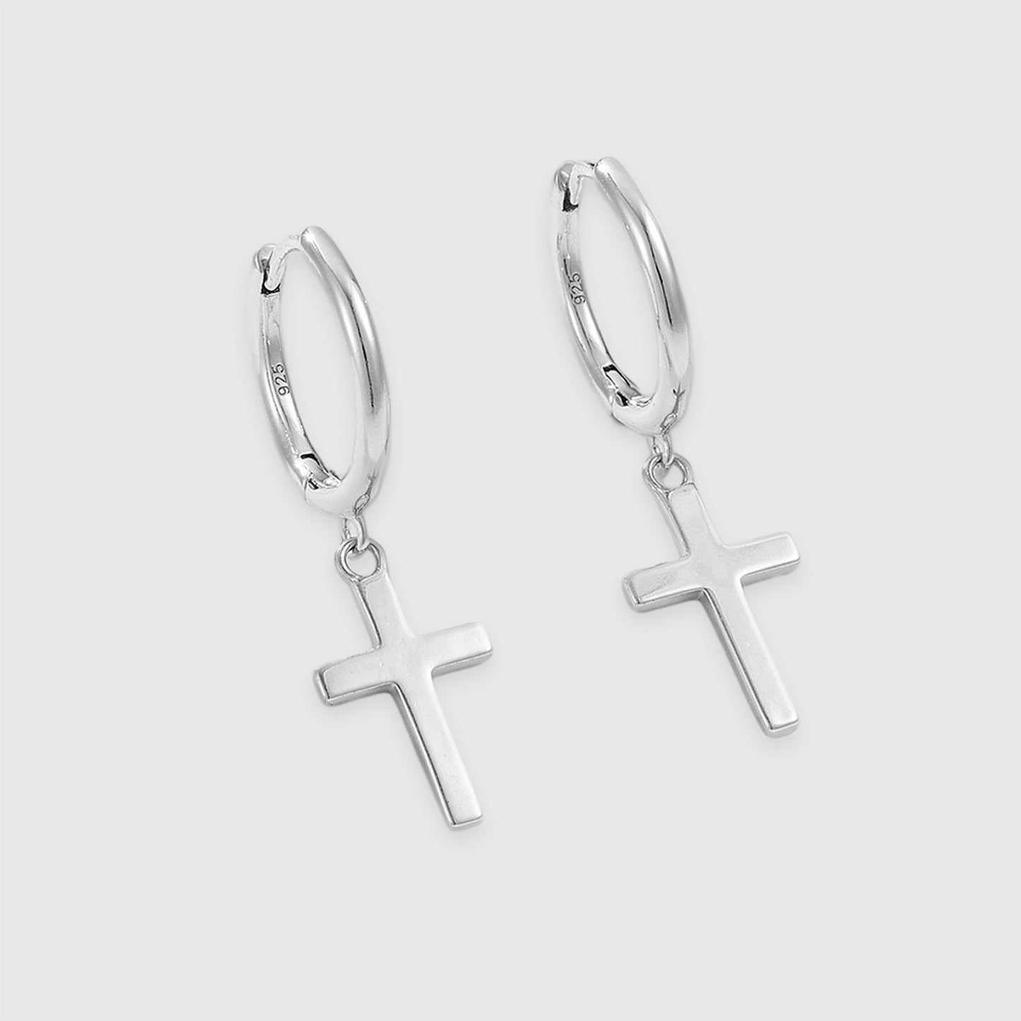 Cross Drop Hoop Earrings