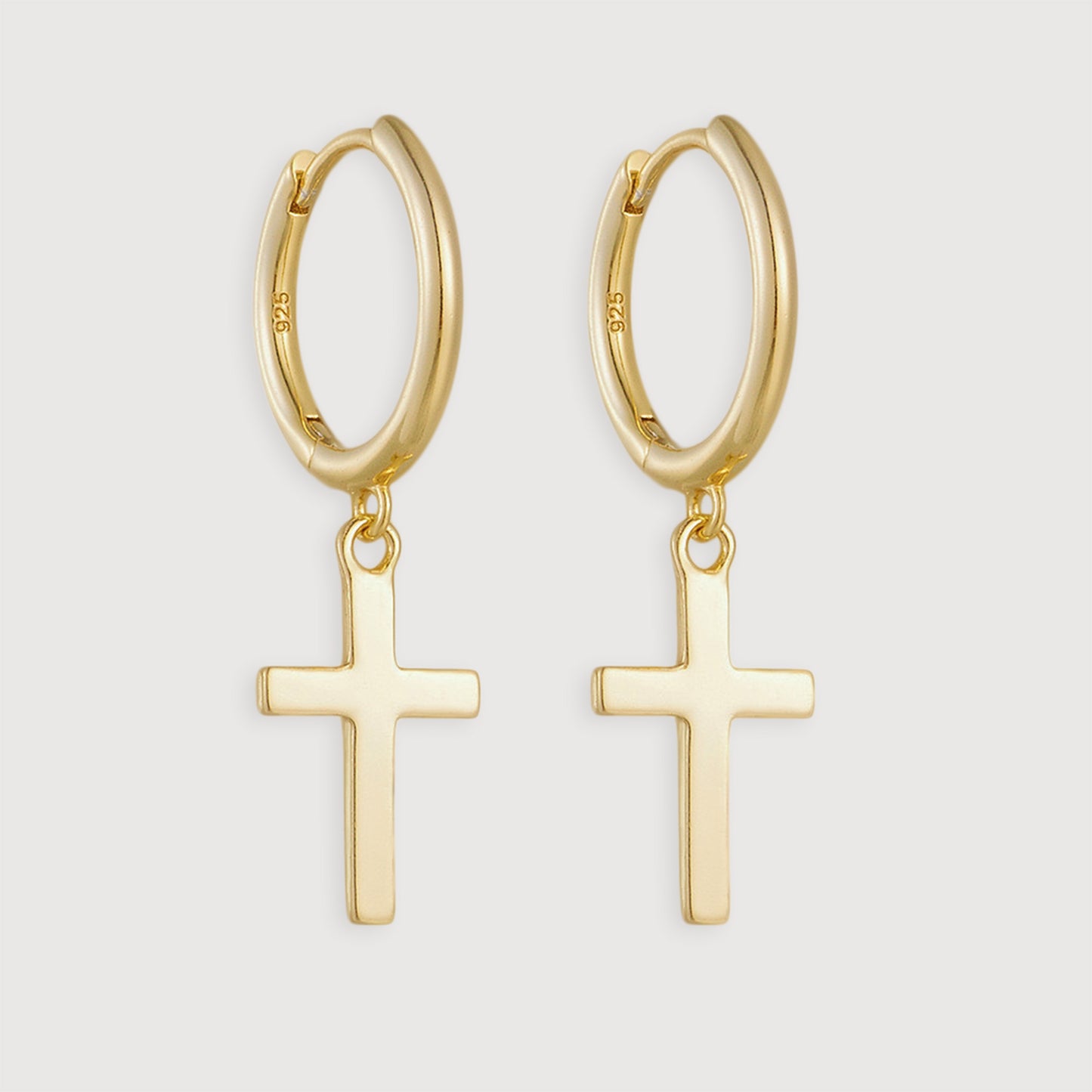 Cross Drop Hoop Earrings